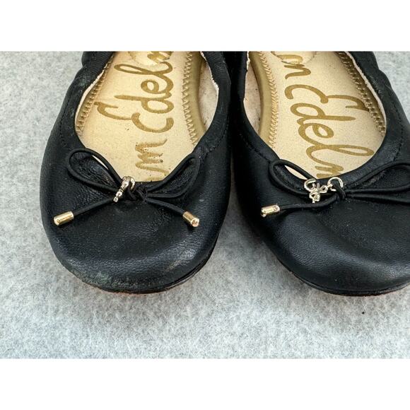 Sam Edelman Flats Ballet Felicia 2 Black Nappa Leather - Girls' Size 2M - Picture 4 of 8